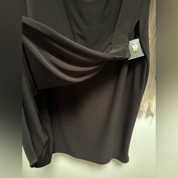 Joseph Ribkoff Faux Wrap Black Dress Womens Size 14 Long Sleeve Cowl  Neckline - Picture 5 of 7